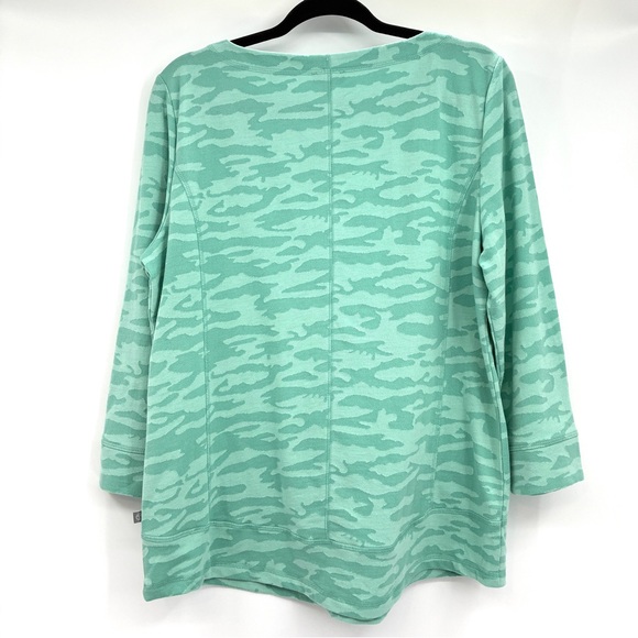 T By Talbots Women’s Camo Jacquard Quarter Sleeve Pullover Top Shirt Large NWT - Picture 7 of 8